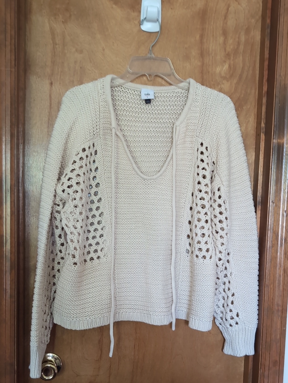 CAbi Cream Open-Knit Sweater